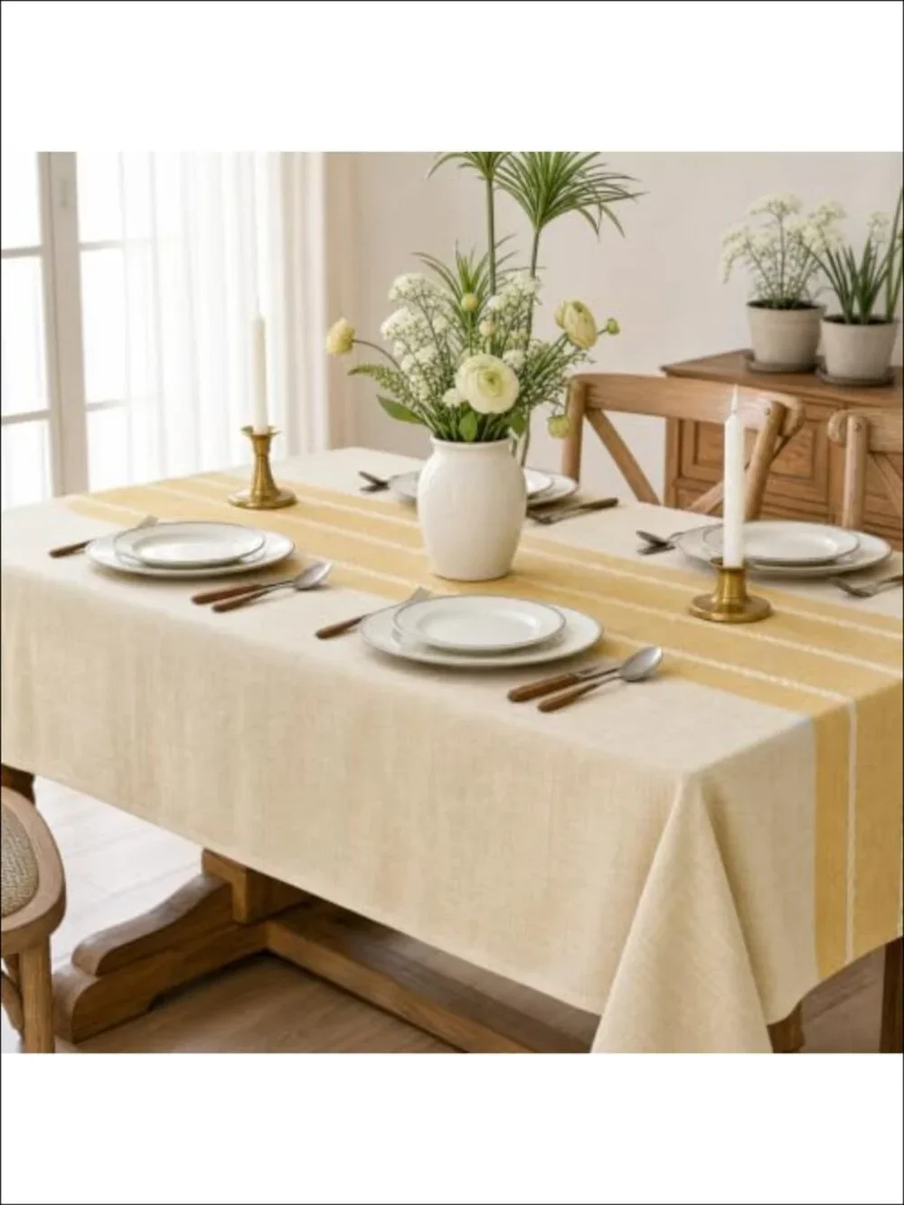 Rustic Burlap Tablecloth 60x84 Rectangular Spun Polyester Dining